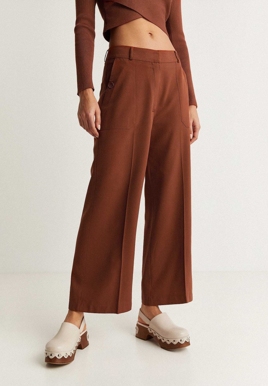 Scalpers Culotte Pants With Button Pocket | Pants