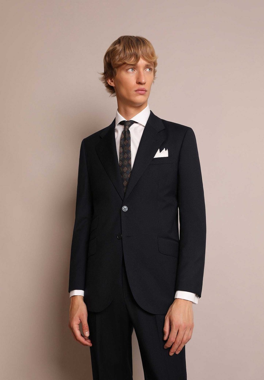 Scalpers Navy Blue Wool Suit | Suits