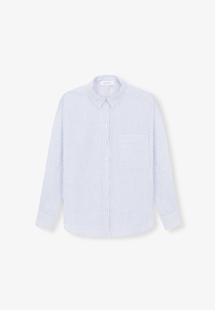 Scalpers Combined Striped Linen Shirt | Shirts