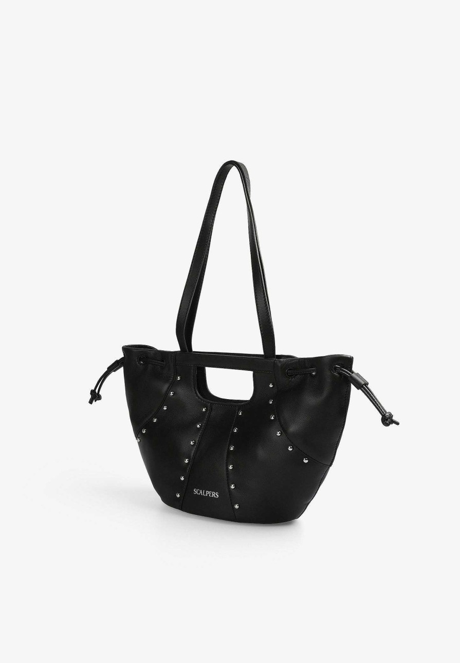 Scalpers Studded Shoulder Leather Bag | Fur