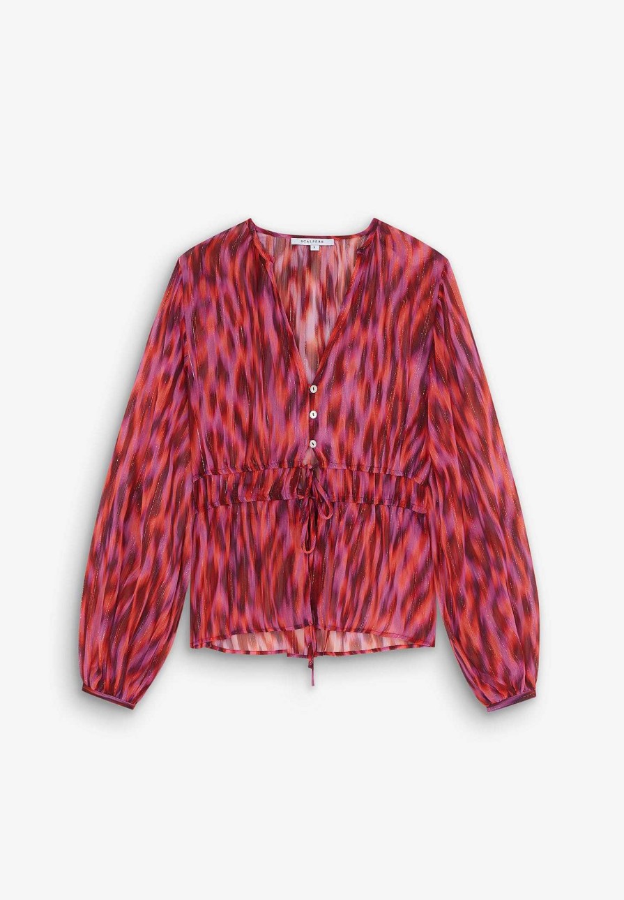 Scalpers Lurex Printed Blouse | Shirts